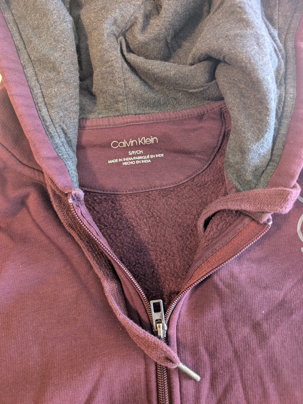 Calvin Klein Children Maroon Zip-Up Hoodie Sweater